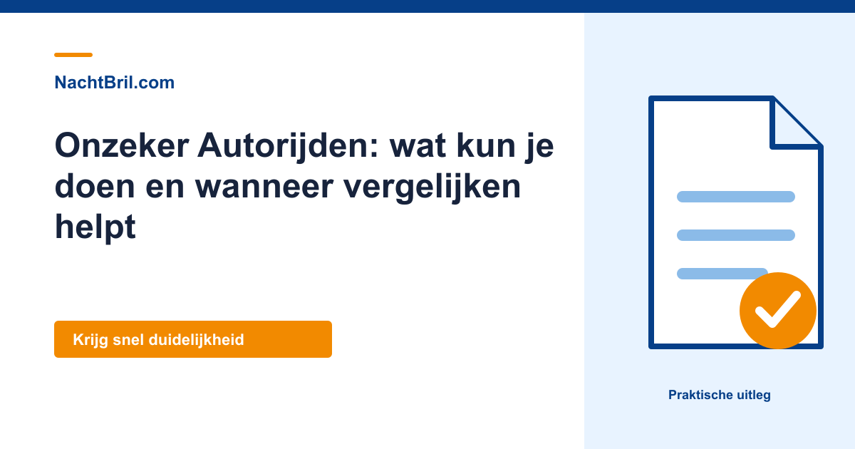 Onzeker Autorijden: wat kun je doen en wanneer vergelijken helpt